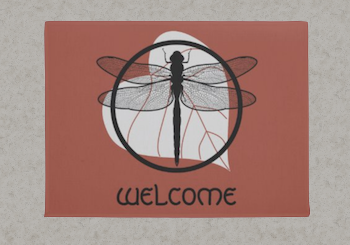 Dragonfly on Leaf Welcome Mat