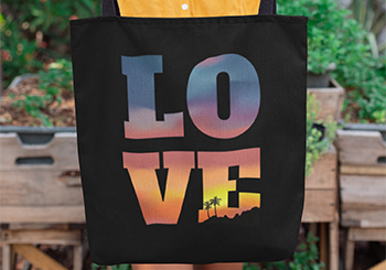Tropical Sunset Love Tote Bag