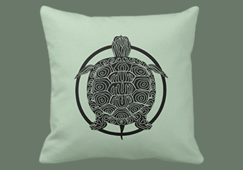 Turtle Drawing - Wildlife Circle Series Throw Pillow
